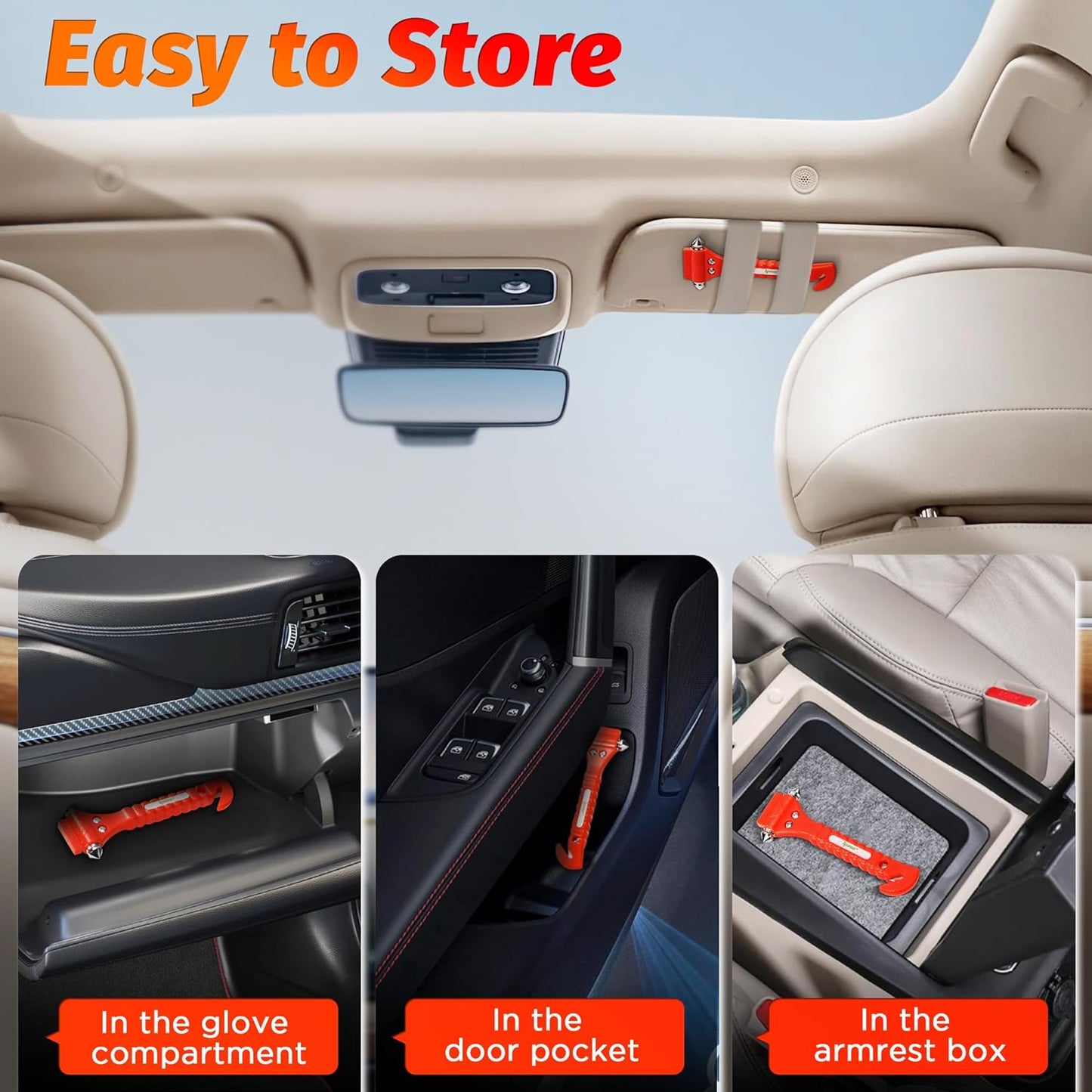 Emergency Car Window Breaker & Seatbelt Cutter (2 pack)