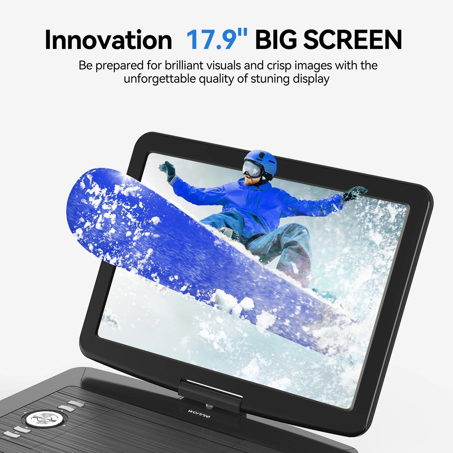 17.9" Portable DVD Player with 15.4" HD IPS Screen, Car DVD/CD Headrest TV Video for Kids Player Best Car Traveling Companion (Black)