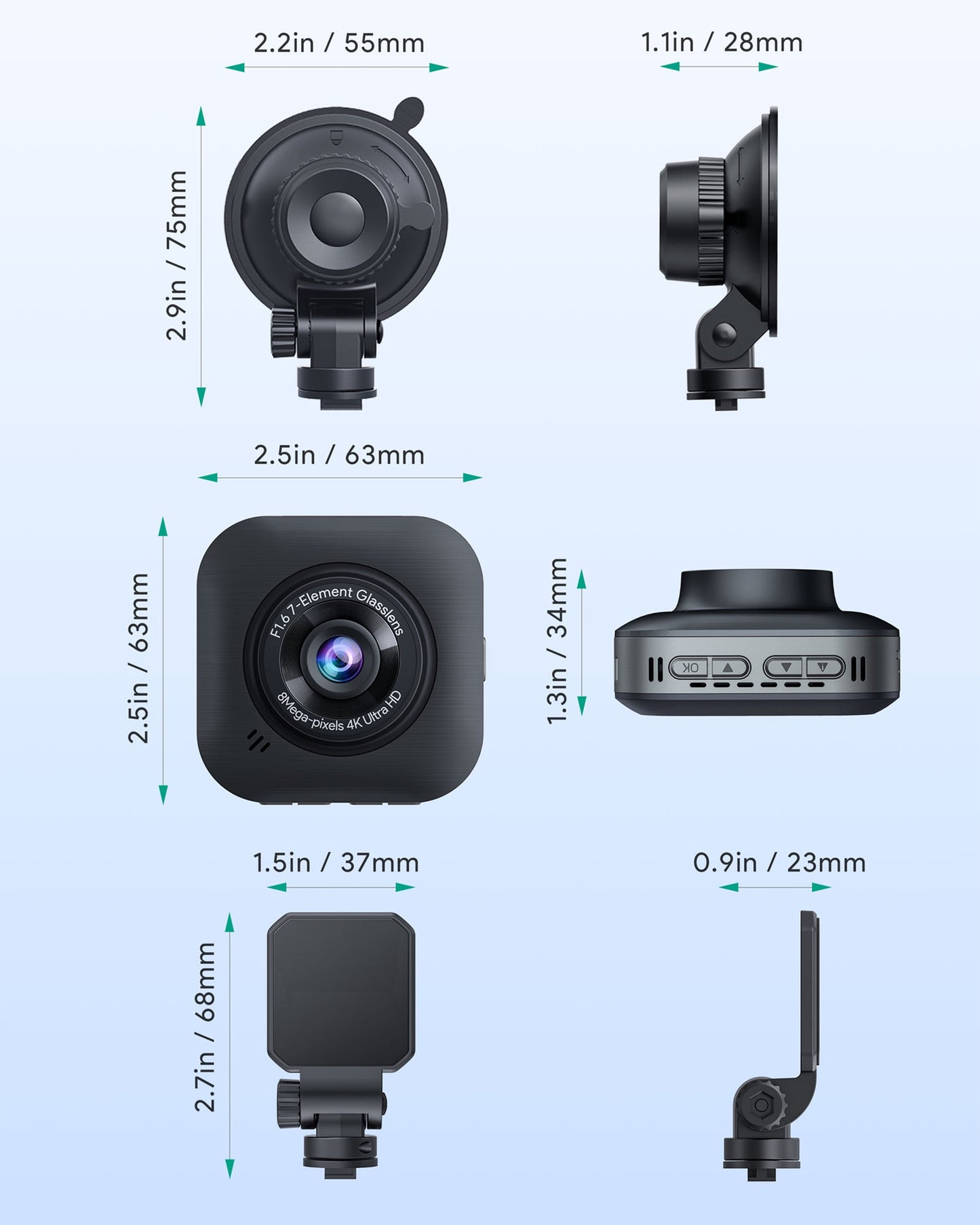 4K Wide Angle Front Car Dash Cam with Wifi & GPS