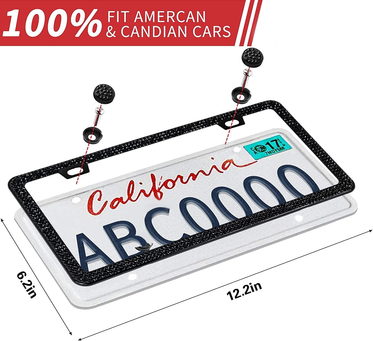 Black Bling Rhinestone License Plate Frame