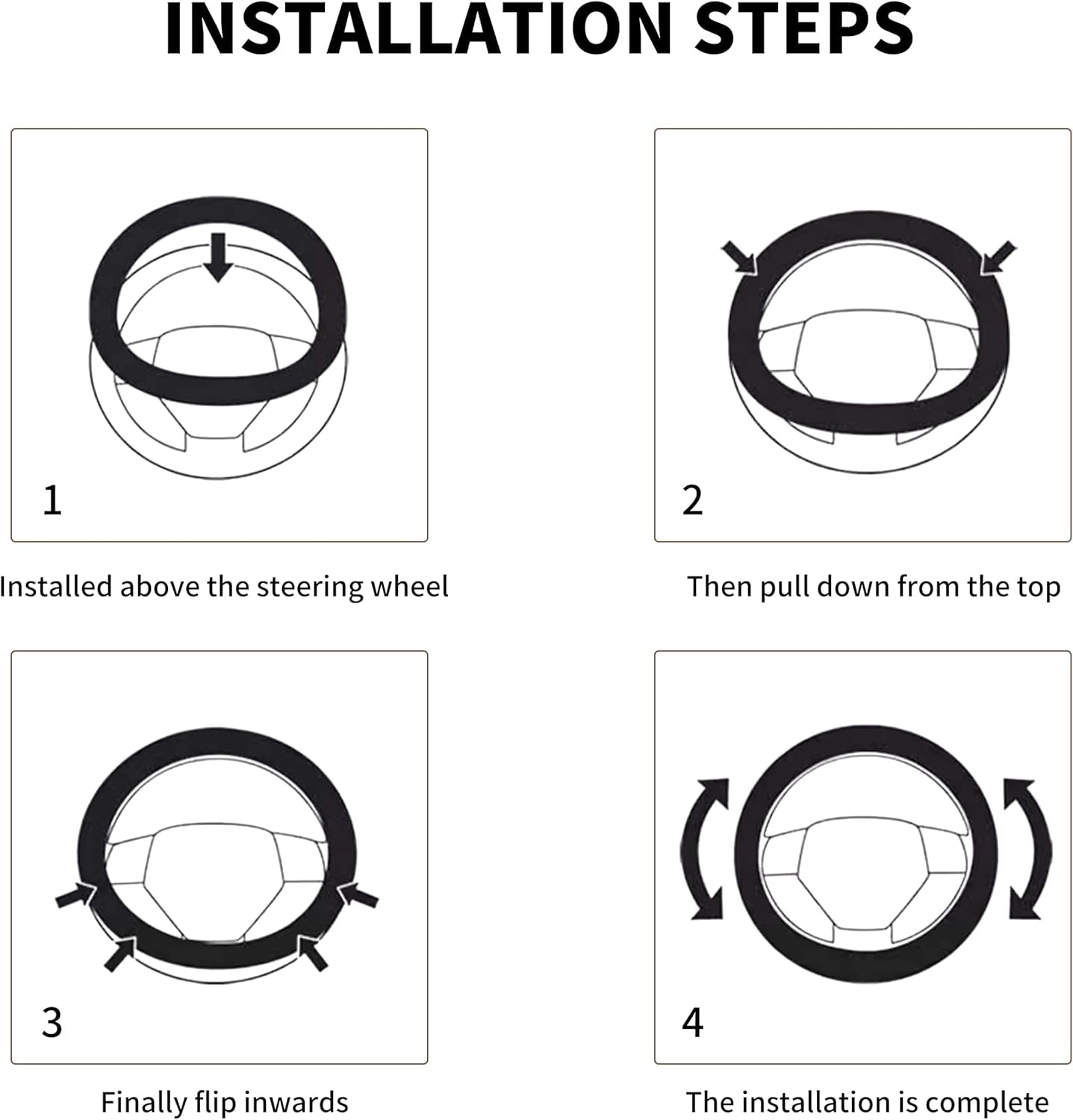 Black Microfiber Leather & Wood Grain Styled Universal Fit Car Steering Wheel Cover