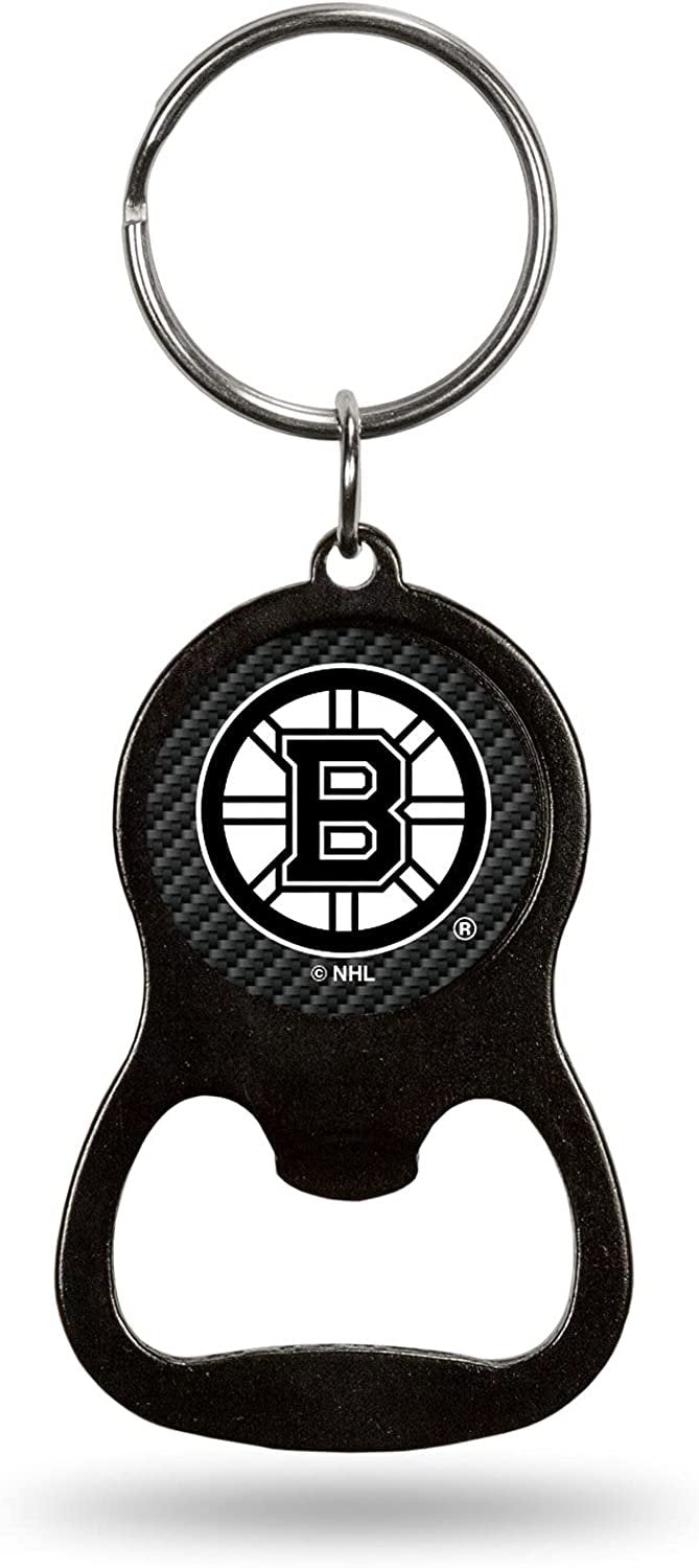 Boston Bruins Keychain Bottle Opener Carbon Fiber Design Metal Hockey