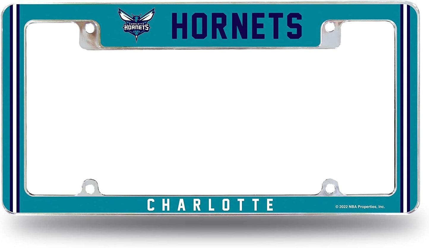 Charlotte Hornets Metal License Plate Frame Chrome Tag Cover Alternate Design 6x12 Inch