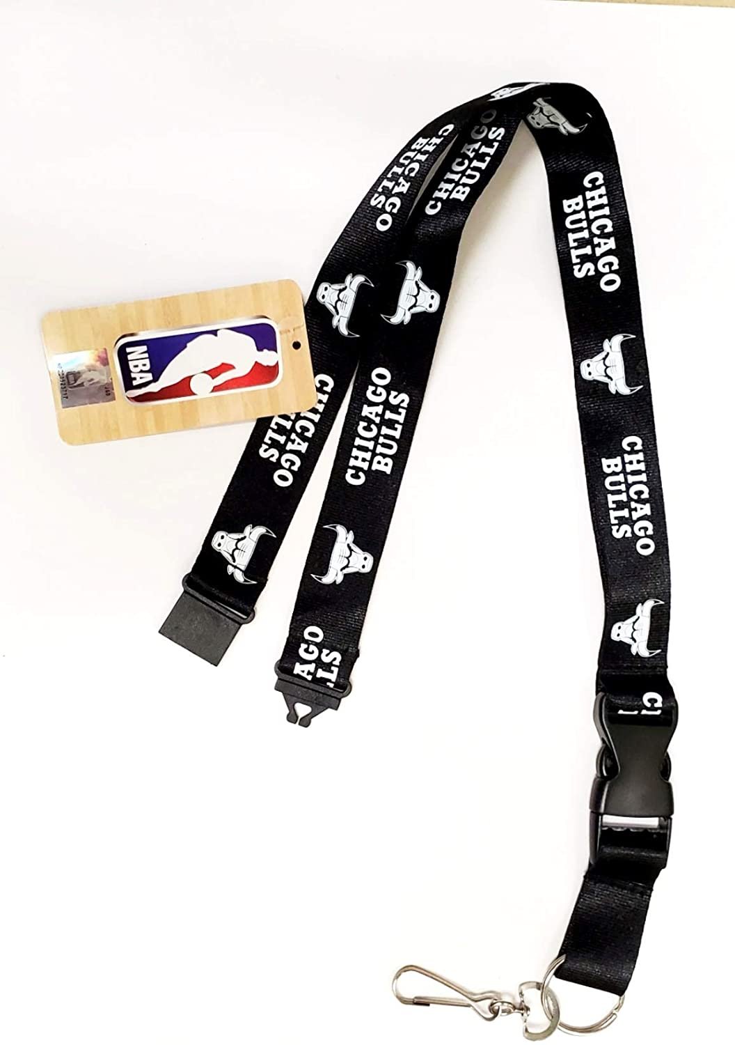 Chicago Bulls Blackout Design Premium Lanyard Keychain Double Sided Breakaway Safety Design Adult 18 Inch