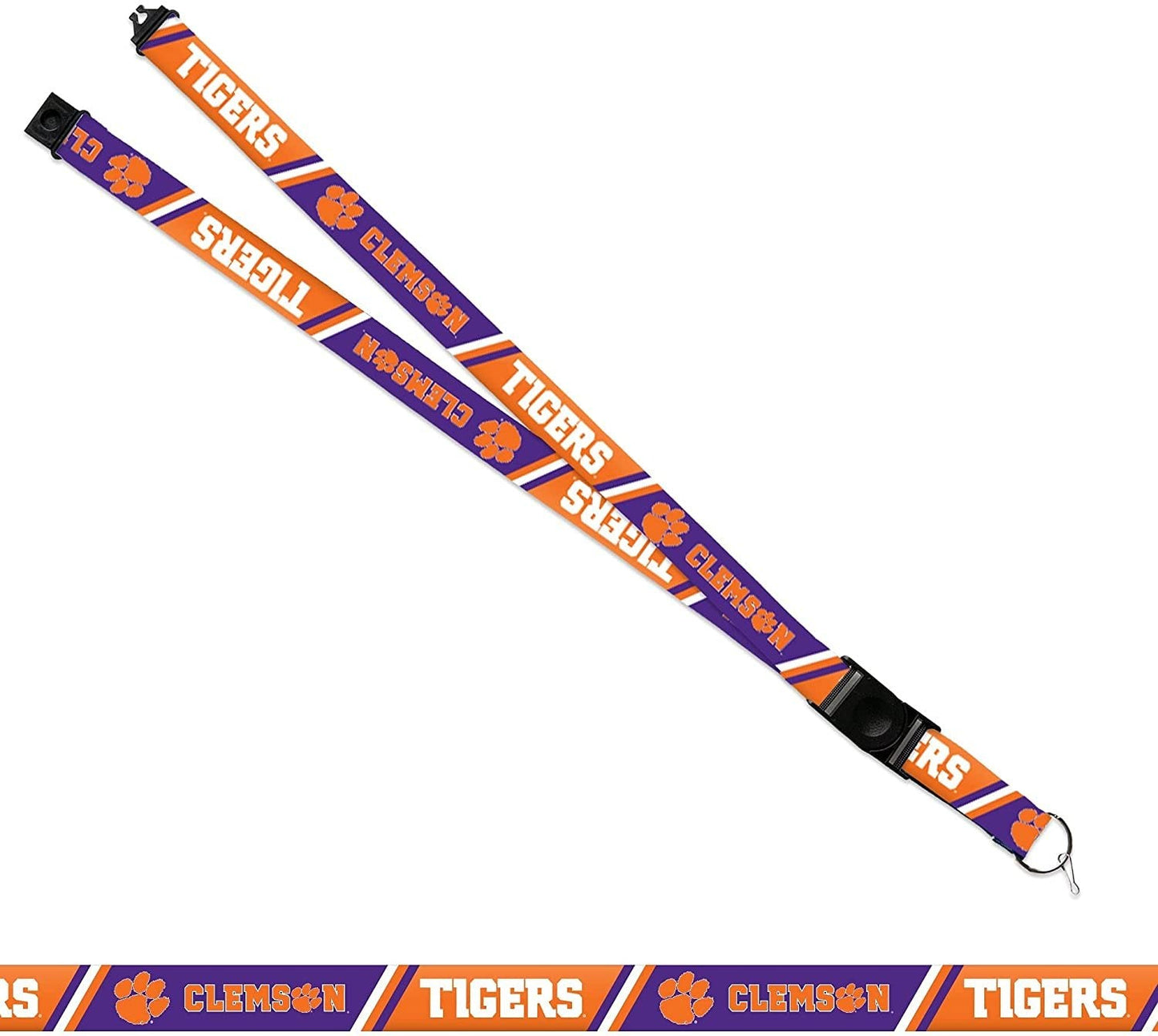Clemson University Tigers Lanyard Keychain Double Sided 18 Inch Button Clip Safety Breakaway