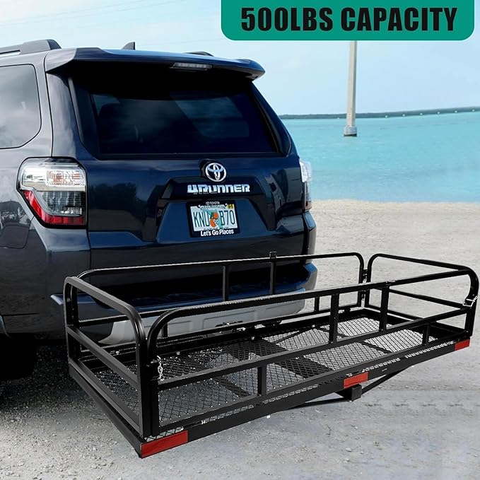 Folding Trailer Mount Cargo Carrier with High Side Rails