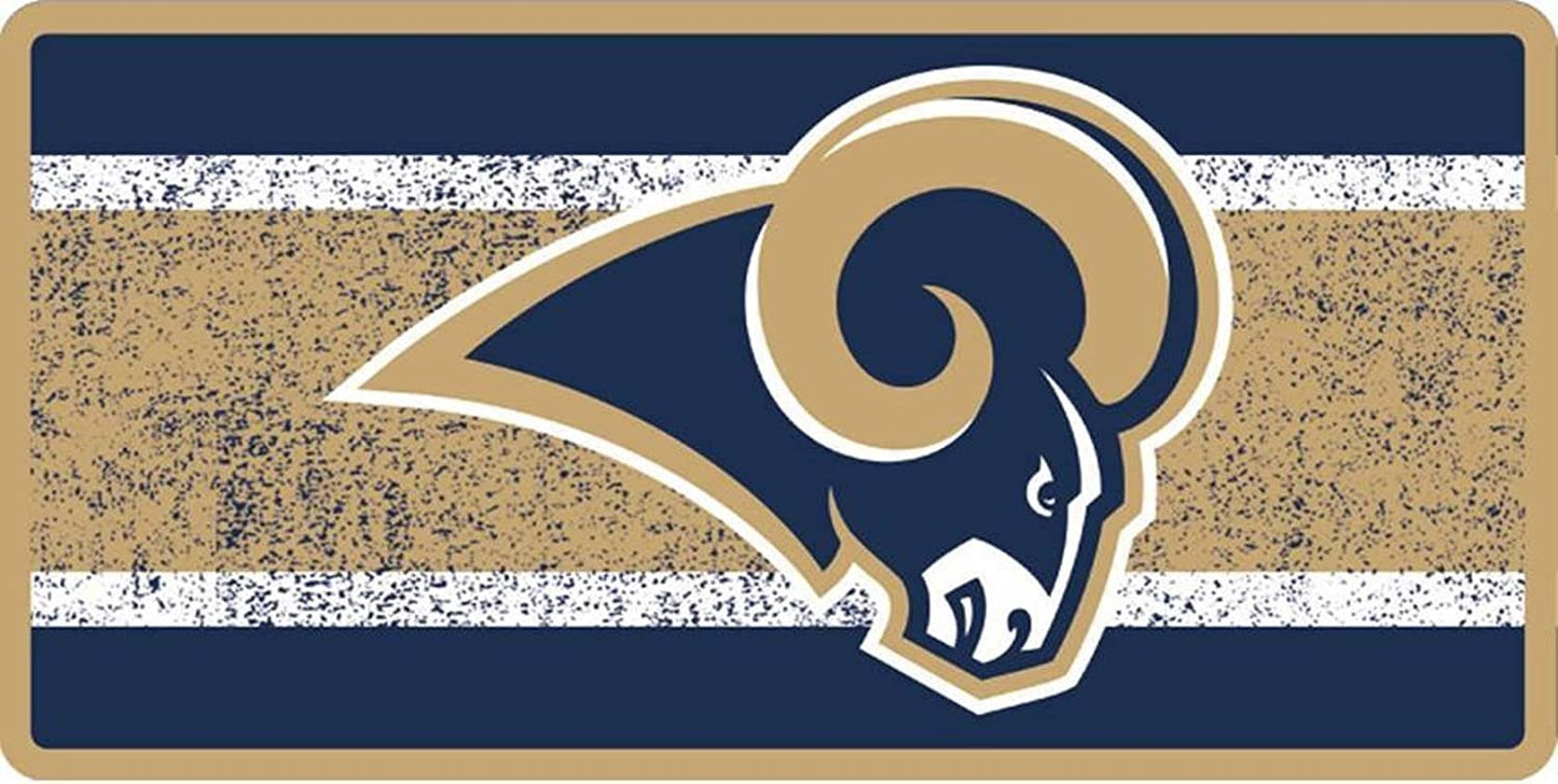 Los Angeles Rams Premium Laser Cut Tag License Plate, Vintage Design, Mirrored Acrylic, 6x12 Inch