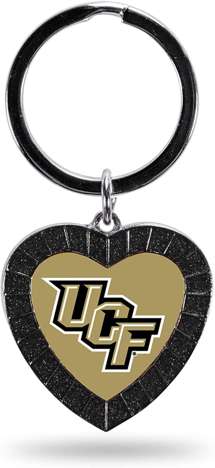 NCAA Central Florida Golden Knights NCAA Rhinestone Heart Colored Keychain, Black, 3-inches in length