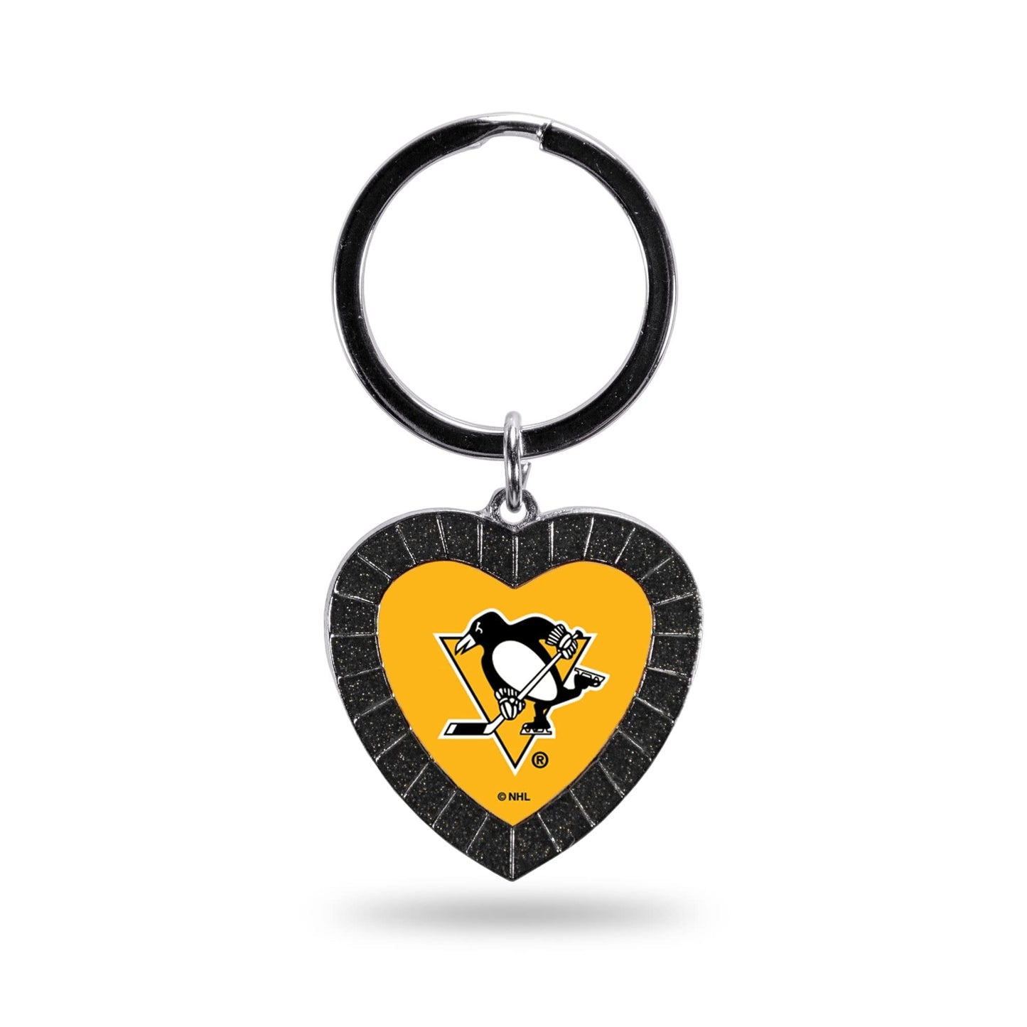 Pittsburgh Penguins Colored Rhinestone Heart Keychain - Black