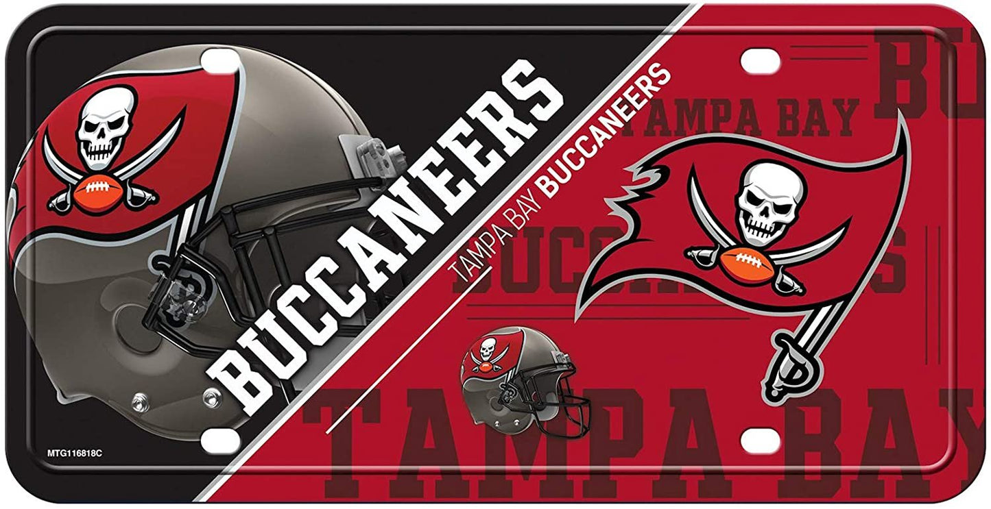 Tampa Bay Buccaneers Metal Auto Tag License Plate, Split Design, 6x12 Inch