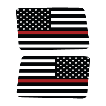 Thin Red Line Rear Window Jeep Graphics – Die-Cut Patriotic Rear Window Decal Set (2-Piece, Model-Specific Fit)