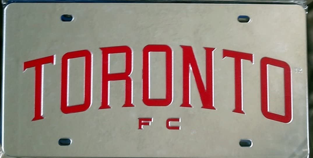 Toronto FC Premium Laser Cut Tag License Plate, Mirrored Acrylic Inlaid, MLS Soccer, 6x12 Inch