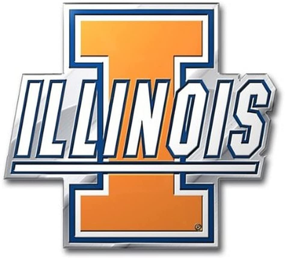 University of Illinois Illini Auto Emblem, Aluminum Metal, Embossed Team Color, Raised Decal Sticker, Full Adhesive Backing