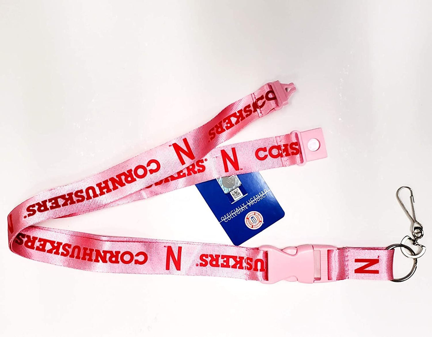 University of Nebraska Cornhuskers Pink Lanyard Keychain Double Sided Breakaway Safety Design Adult 18 Inch