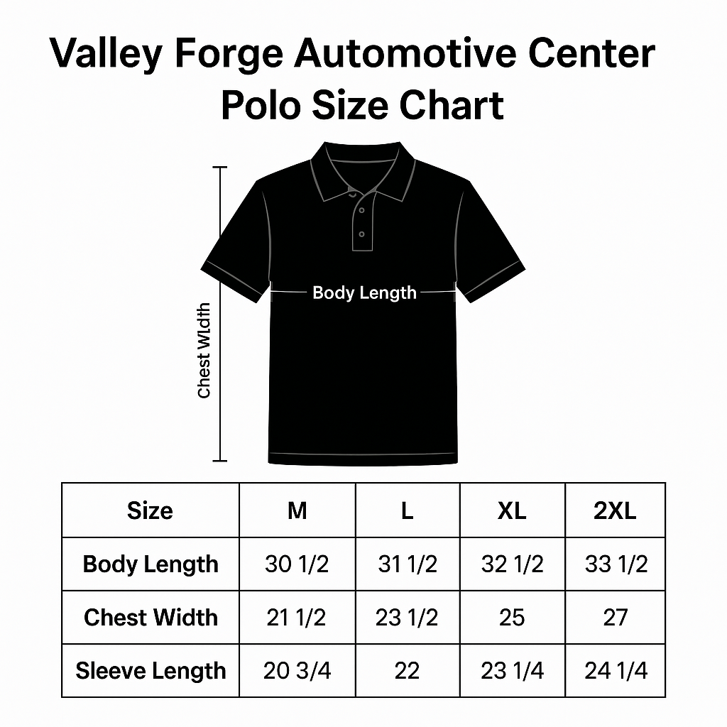 Valley Forge Automotive Center Polo – Unisex Car Enthusiast Polo | In-Stock & Ships Fast