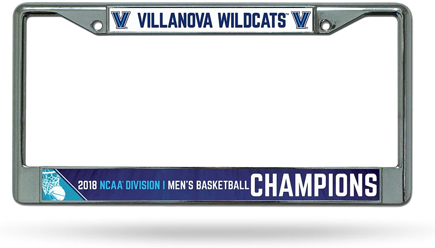 Villanova University Wildcats 2018 Champions Metal License Plate Chrome Tag Frame Cover 6x12 Inch