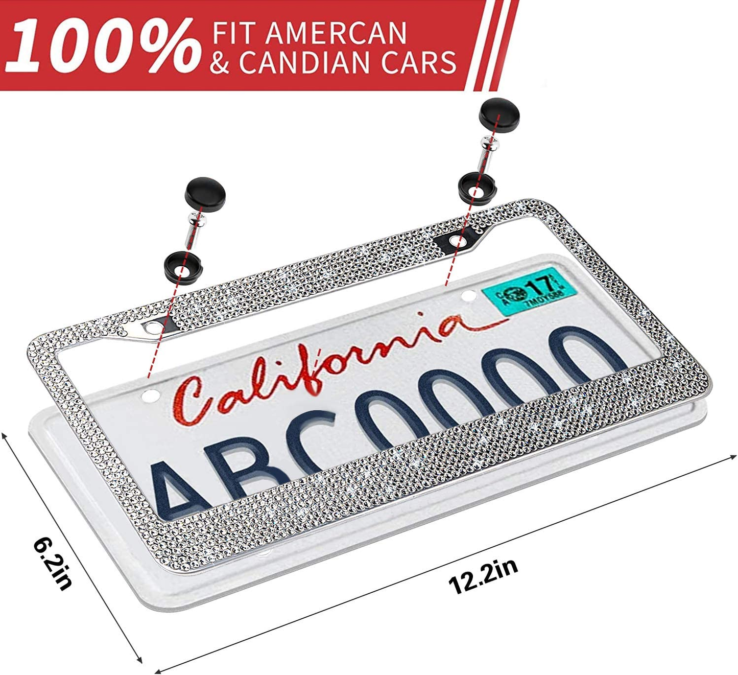 White Bling Rhinestone License Plate Frame