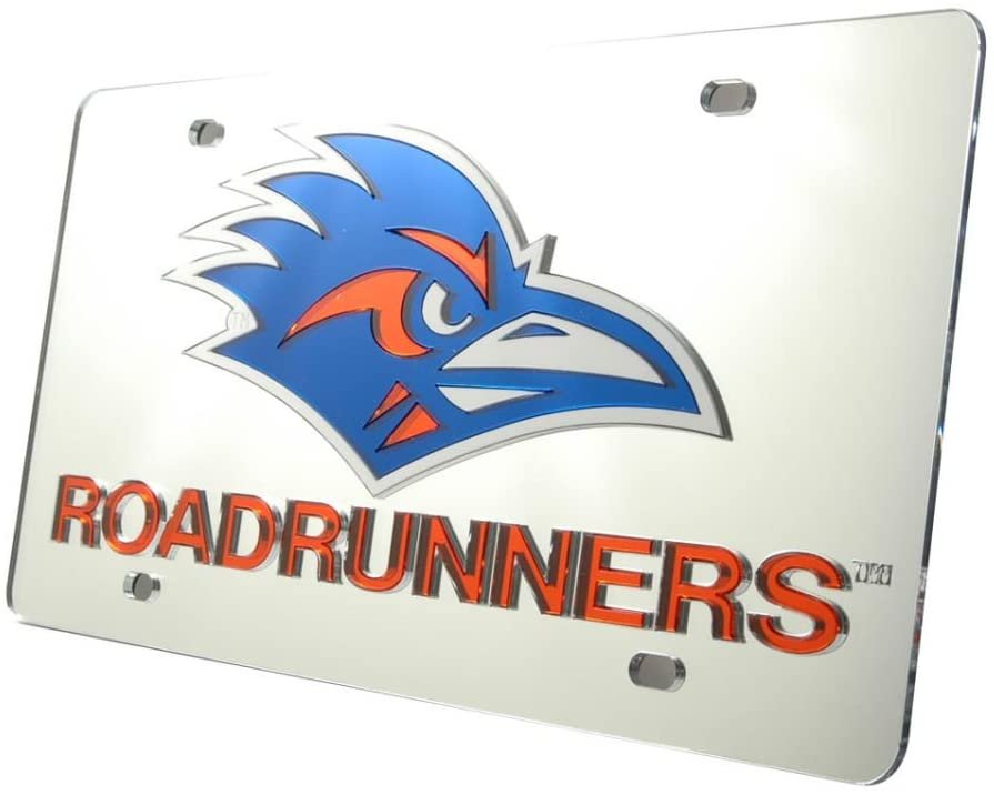 University of Texas San Antonio Roadrunners UTSA Premium Laser Cut Tag License Plate, Mirrored Acrylic Inlaid, 6x12 Inch
