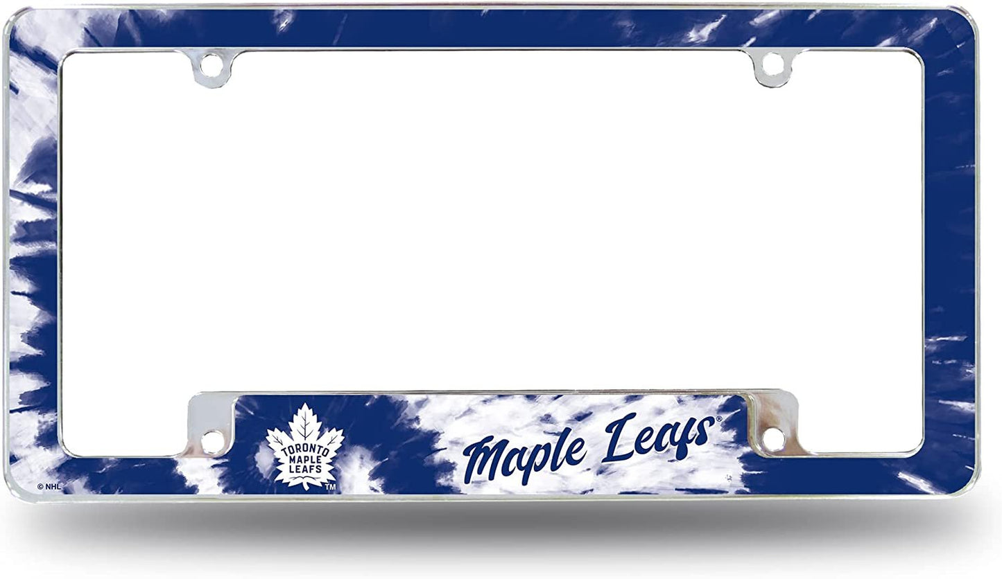 Toronto Maple Leafs Metal License Plate Frame Chrome Tag Cover Tie Dye Design 6x12 Inch