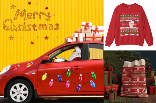 The Holiday Season Hoodie, Christmas Sweatshirts, and Gift Bags for Every Car Lover