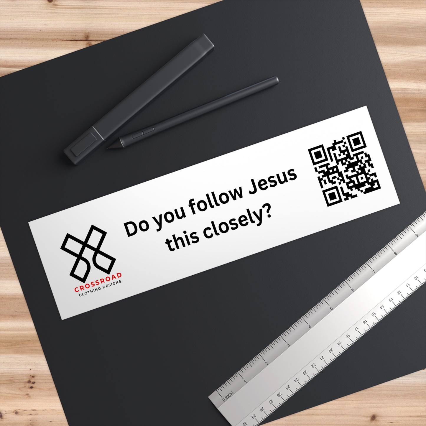 Crossroad Bumper Stickers - Do you follow Jesus this closely? (Black Text)