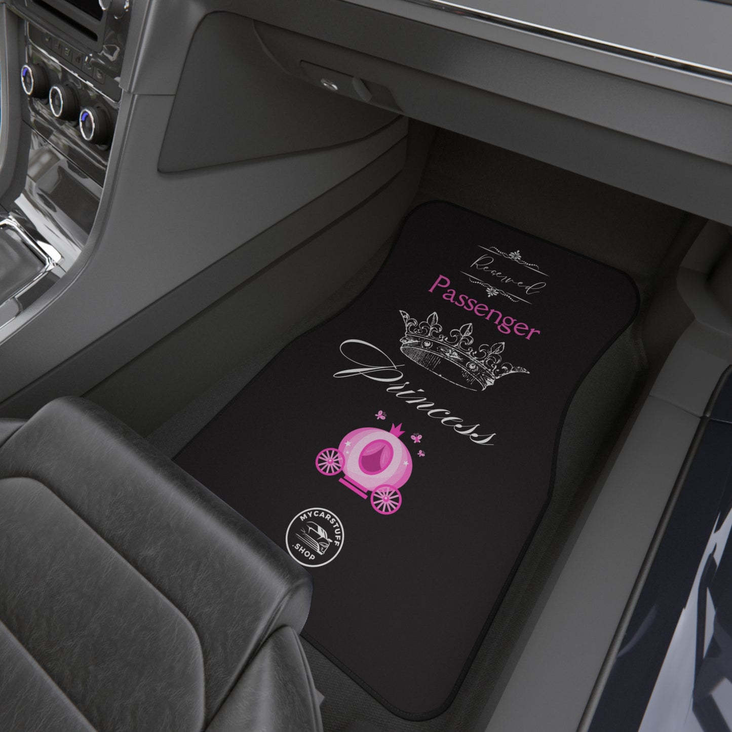 My Car Stuff 'His and Hers' Passenger Princess Custom Design Car Mats (2x Front)