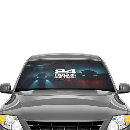 24 Hours One Track – Night Endurance Racing Umbrella Car Sun Shade (58” x 29”)