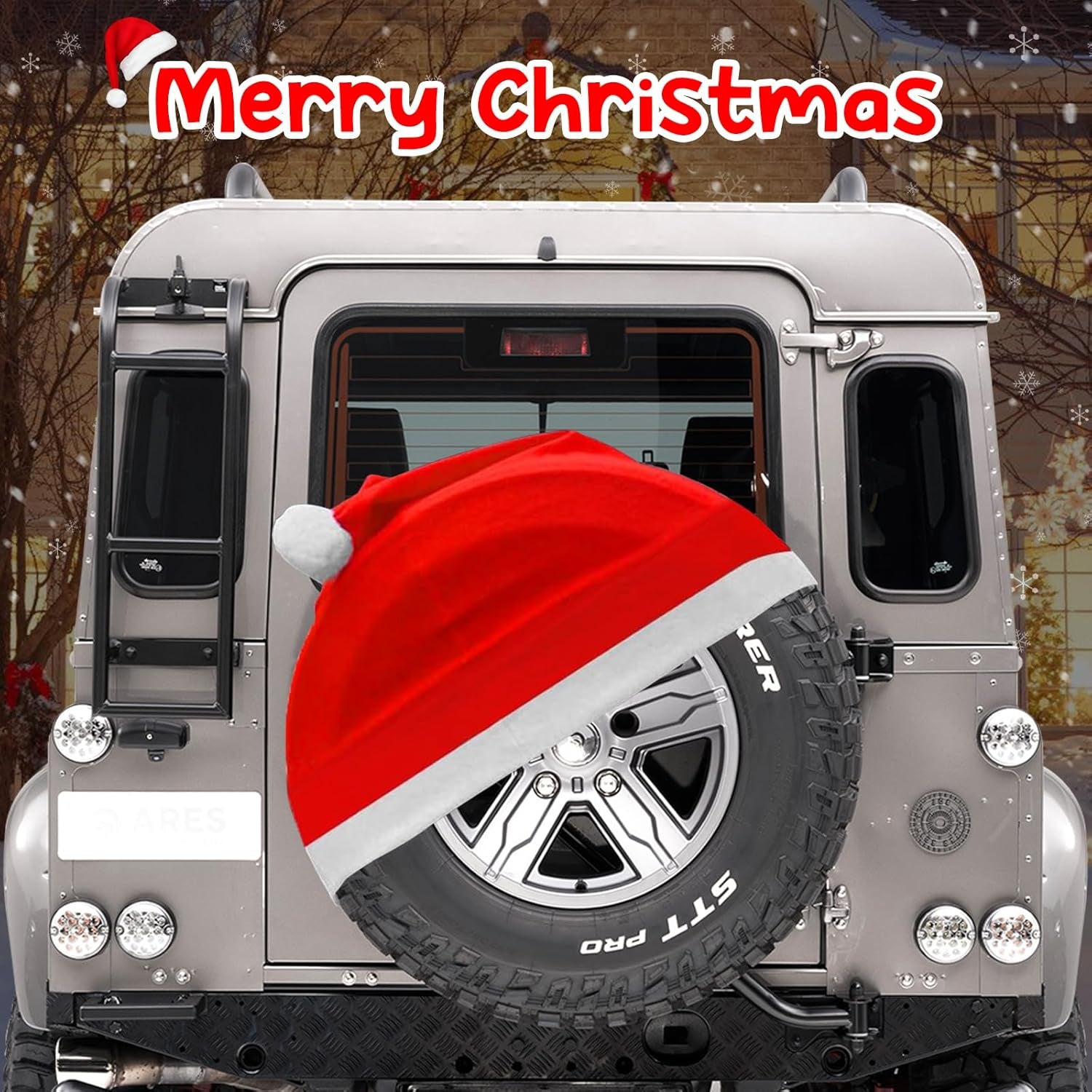 27-29 Inch Christmas Santa Hat Car Decoration Outdoors Red Spare Tire Cover