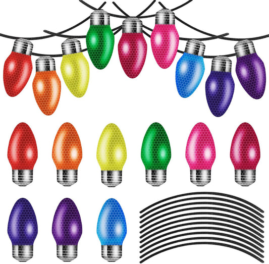 36 Pieces Christmas Car Magnets Set - Include 18 Reflective Light Bulb Car Magnet Decorations, 18 Magnet Wire (Assorted Colors, 36 Pieces)