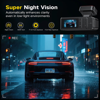 4K+2K Dash Cam,Front and Rear Dual Dash Camera with 64GB Card, Built-In Wifi, Night Vision, G-Sensor, Loop Recording