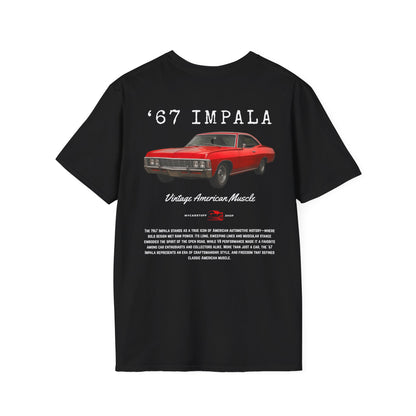 67 Impala Vintage American Muscle T-Shirt (Back Design) – Unisex Gildan Softstyle® 64000 Classic Car Tee