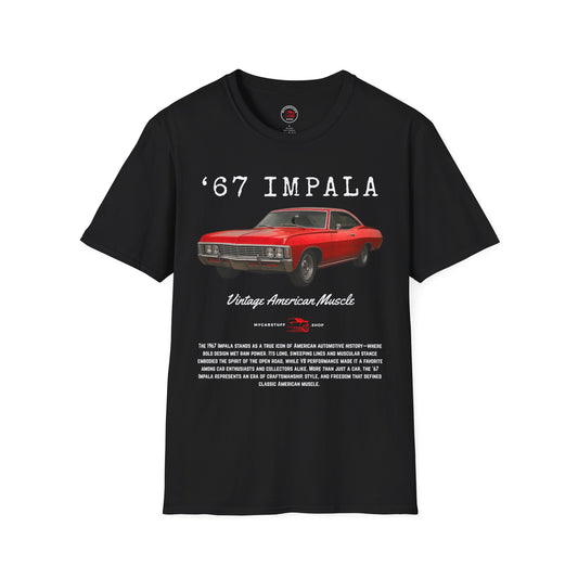67 Impala Vintage American Muscle T-Shirt (Front Design) – Unisex Gildan Softstyle® 64000 Classic Car Tee