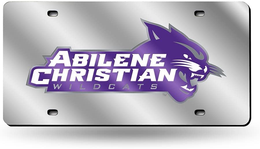 Abilene Christian University Wildcats Premium Laser Cut Tag License Plate, Mirrored Acrylic Inlaid, 6x12 Inch