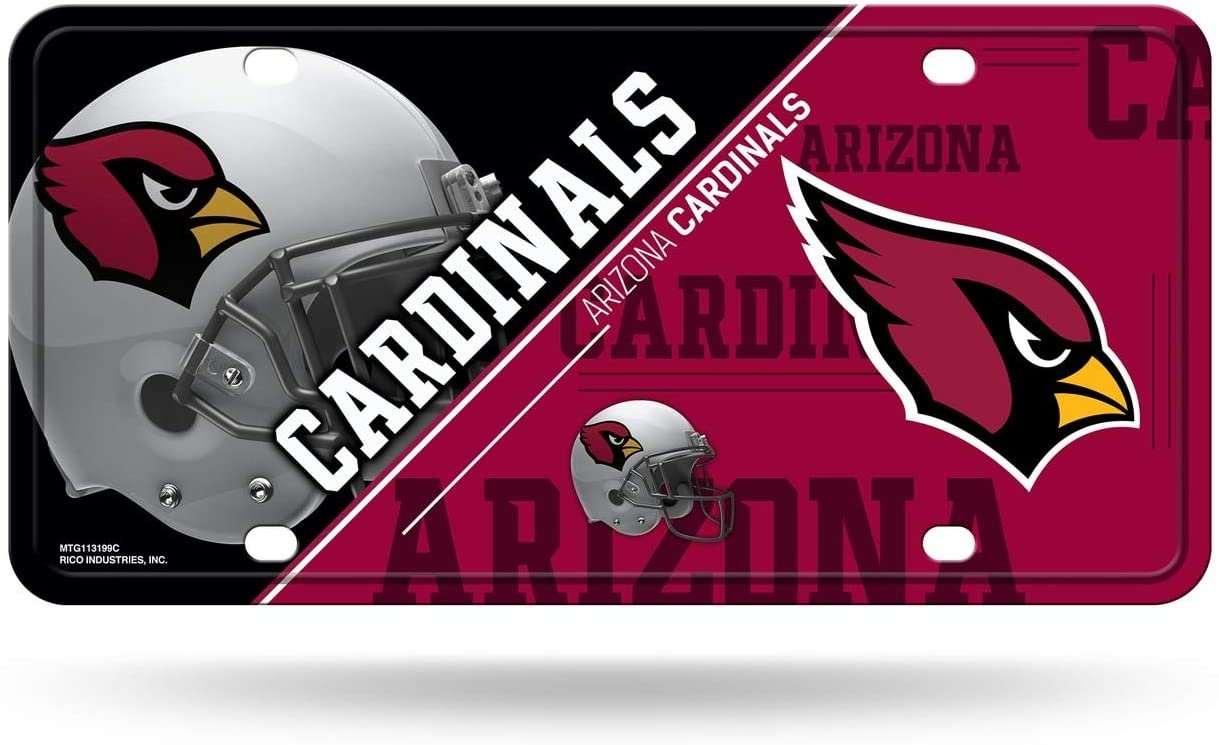 Arizona Cardinals Metal Auto Tag License Plate, Split Design, 6x12 Inch