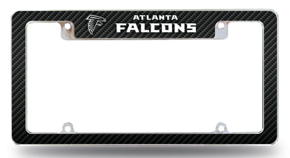Atlanta Falcons Metal License Plate Frame Chrome Tag Cover, Carbon Fiber Design, 12x6 Inch
