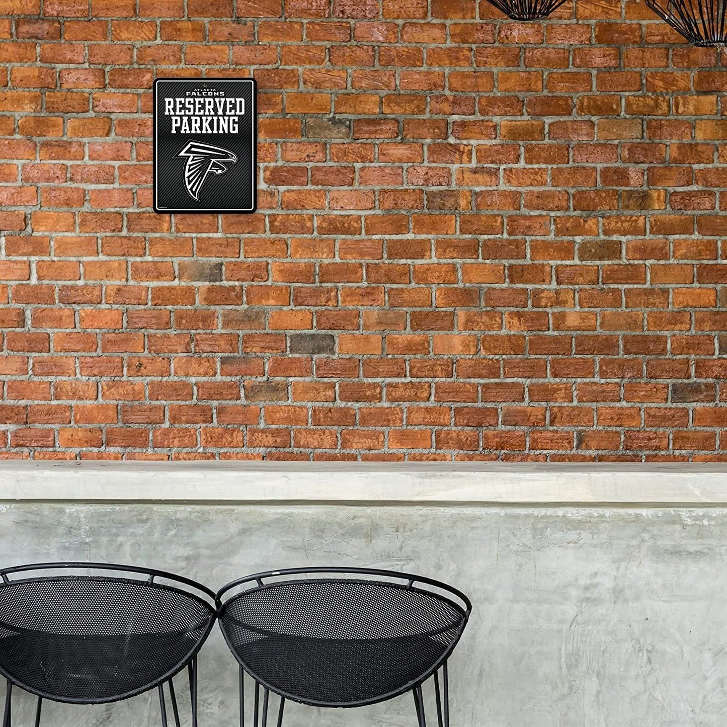 Atlanta Falcons Metal Parking Novelty Wall Sign 8.5 x 11 Inch Carbon Fiber Design