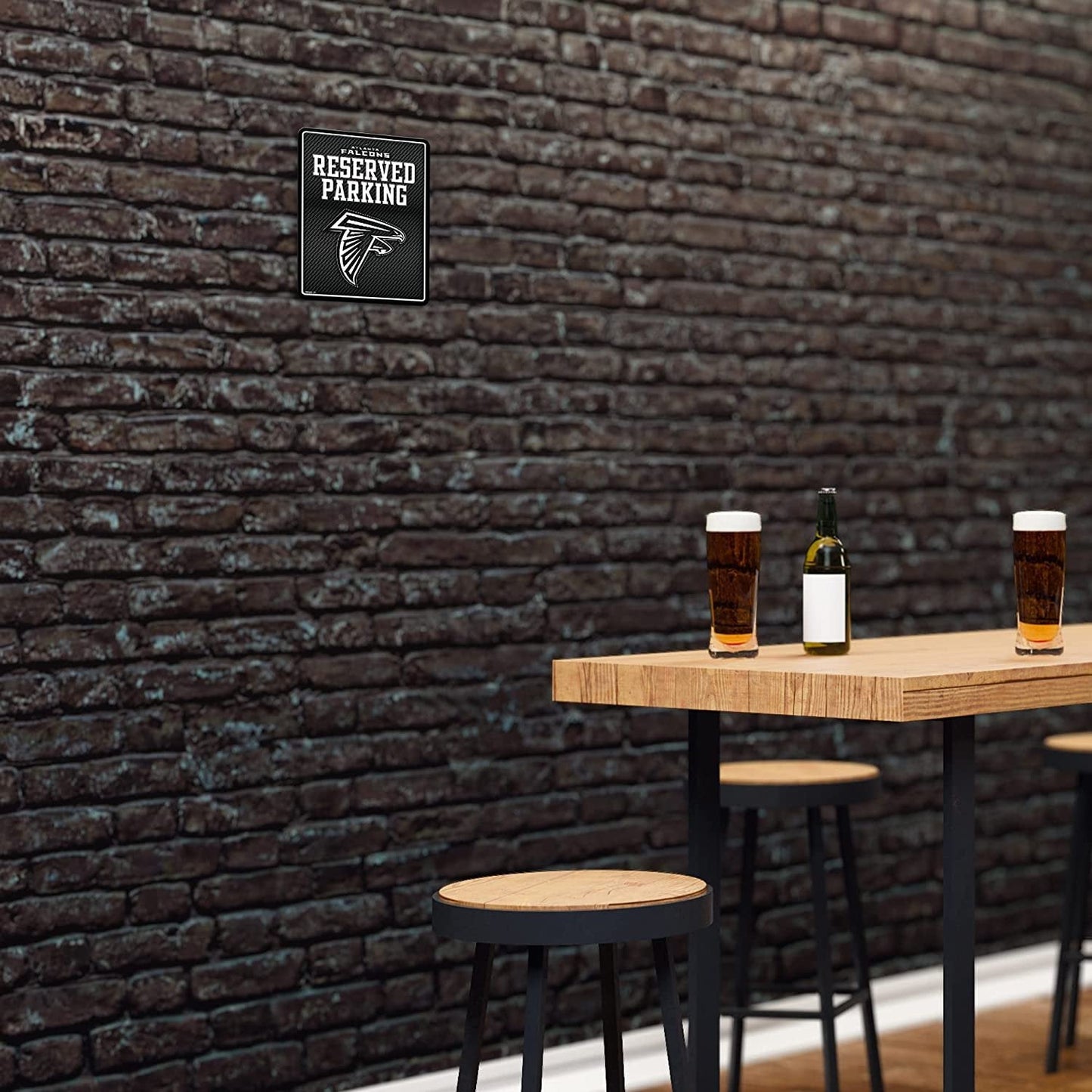 Atlanta Falcons Metal Parking Novelty Wall Sign 8.5 x 11 Inch Carbon Fiber Design