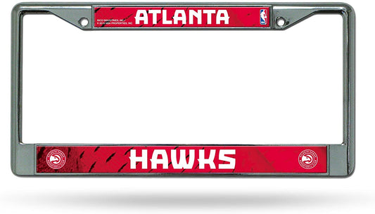 Atlanta Hawks Premium Metal License Plate Frame Chrome Tag Cover, 12x6 Inch