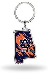 Auburn University Tigers Metal Keychain State Shape Design