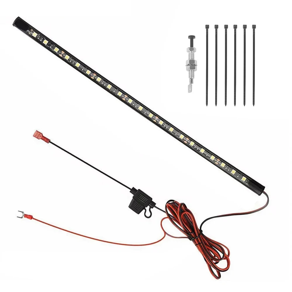 LED light bar with wiring and connectors on a white background