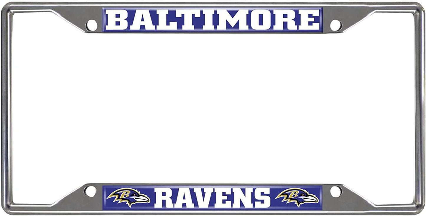Baltimore Ravens Metal License Plate Frame Chrome Tag Cover 6x12 Inch