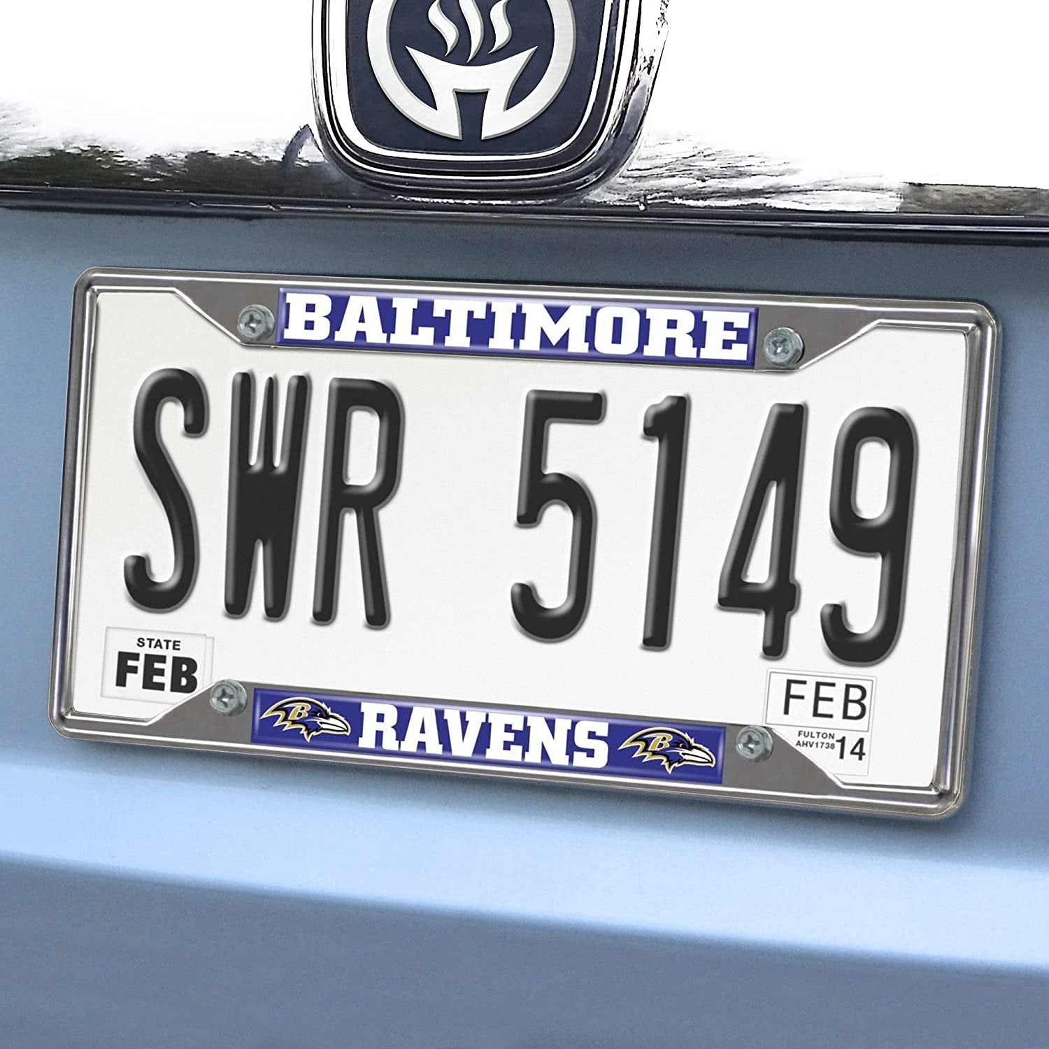 Baltimore Ravens Metal License Plate Frame Chrome Tag Cover 6x12 Inch