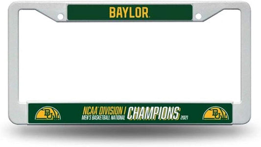 Baylor 2021 Champions License Plate Frame White Plastic Tag Cover University
