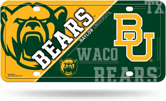 Baylor University Bears Metal Auto Tag License Plate, Split Design, 6x12 Inch