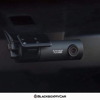BlackVue DR590X-2CH Plus front camera mounted on a windshield
