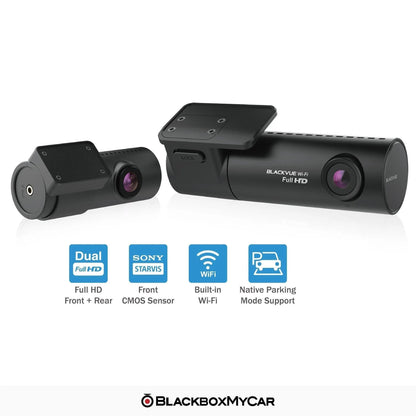 BlackVue DR590X-2CH Plus rear and front cameras with dual Full HD feature icons