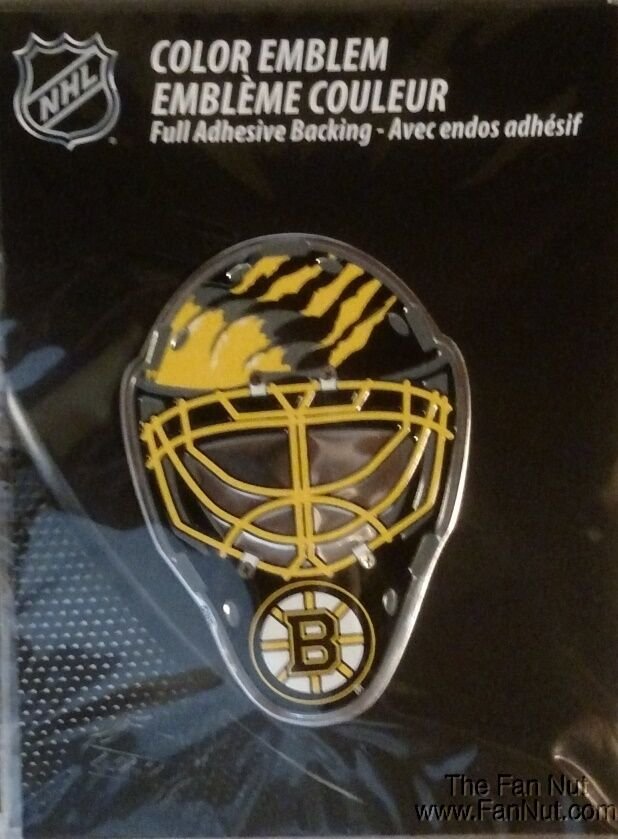 Boston Bruins Mask Auto Emblem, Aluminum Metal, Embossed Team Color, Raised Decal Sticker, Full Adhesive Backing