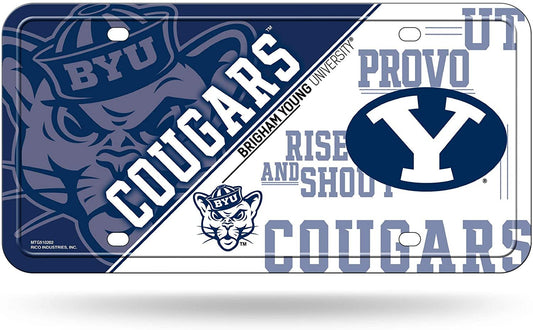 Brigham Young University Cougars BYU Metal Tag License Plate Split Design 6x12 Inch