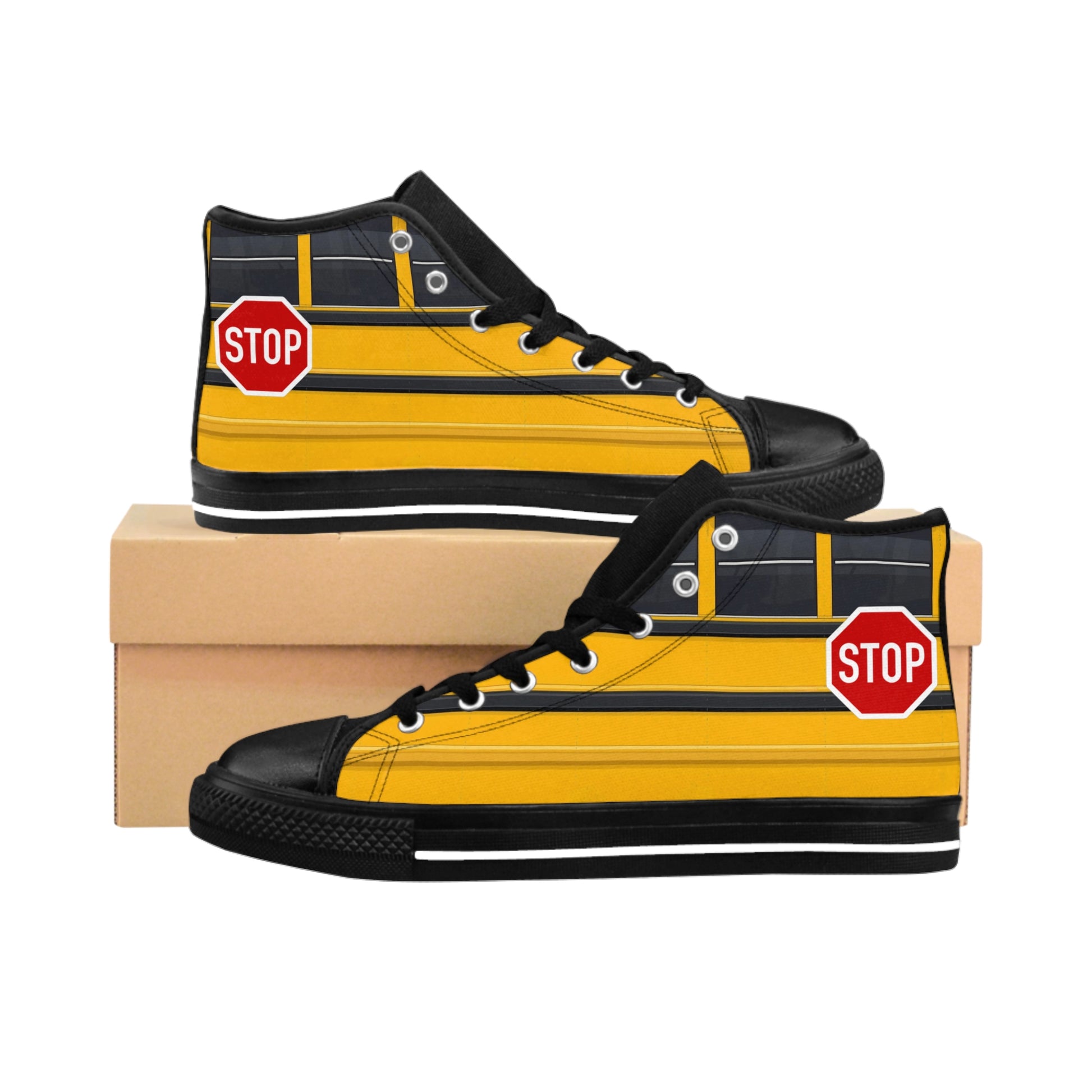 Bussin’ School Bus Men’s Classic High-Top Sneakers