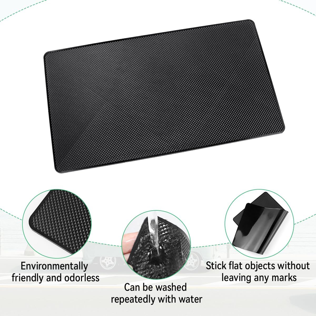 Car Dashboard Anti-Slip Rubber Pad (10.6"X 5.9") 2 Pack